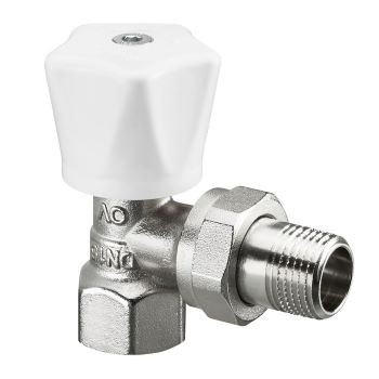 Oventrop Серия HR вентиль с ручным приводом Ду15, 1/2, PN10, угловой, с преднастройкой,белый