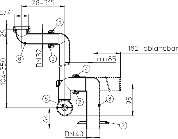HL 137.1/30 Сифон экономящий пространство под мойкой