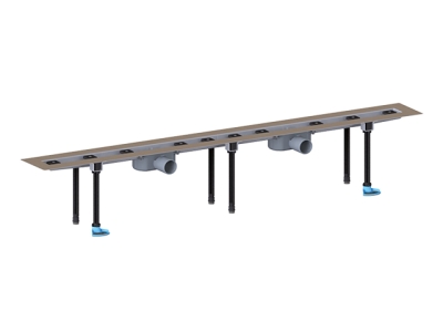 HL 50FU.0/200 Плоский душевой лоток с 2-мя сифонами длиной 2000 мм без решетки, с гидрозатвором 24 мм