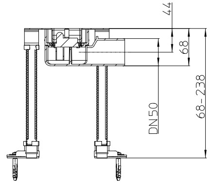 HL 50FU.0/200 Плоский душевой лоток с 2-мя сифонами длиной 2000 мм без решетки, с гидрозатвором 24 мм  