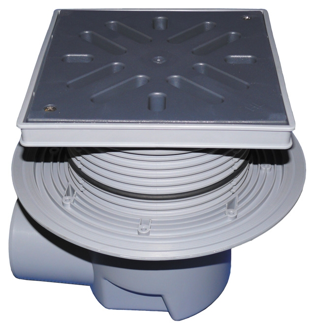 HL 615L WДворовый трап (гориз.выпуск) с сифоном и решеткой из ПП (до 1,5т)  