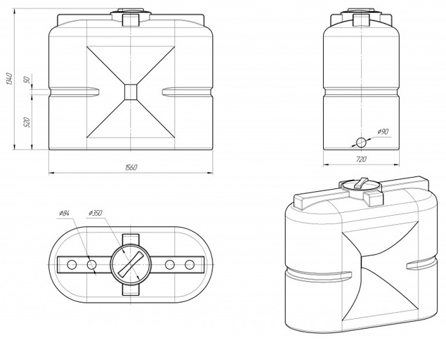 Ёмкость для воды Экопром S 1000л  