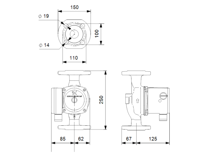 Циркуляционный насос Grundfos UPS 40-80 F  