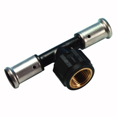 Henco Тройник ВР c черной заглушкой BP04 1/2, ПВДФ пресс, 26x1/2x20