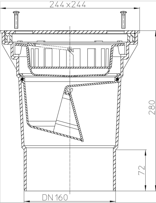 HL 606S/5 Дворовый трап (верт.выпуск) макс. нагрузка 1,5 т.  