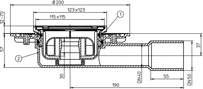 HL 90Pr Трап с СУХИМ сифоном с горизонтальным выпуском, DN 40/50