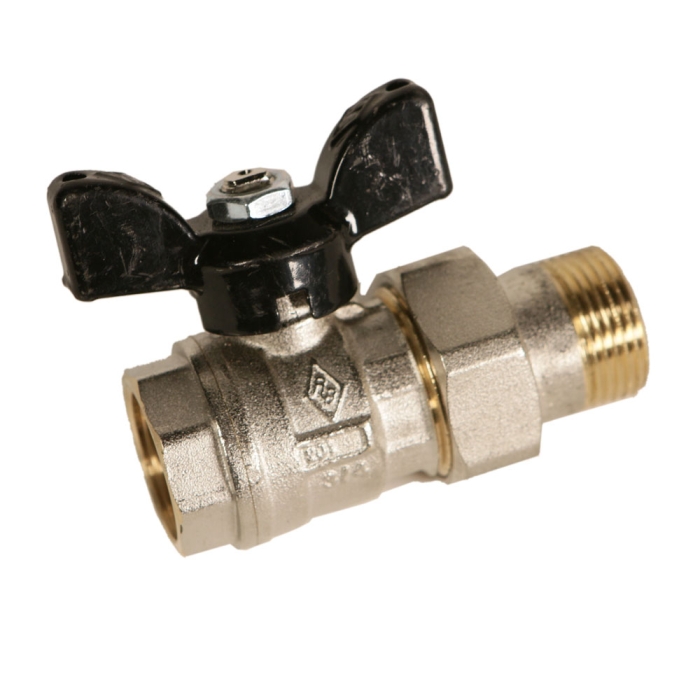 Rubinetterie Bresciane Полнопроходной латунный шаровый кран американка ВН/НАР резьба 3/4, бабочка  