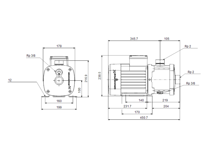 Циркуляционный насос Grundfos CM 15-2 A-R-G-E-AQQE C-A-A-N  