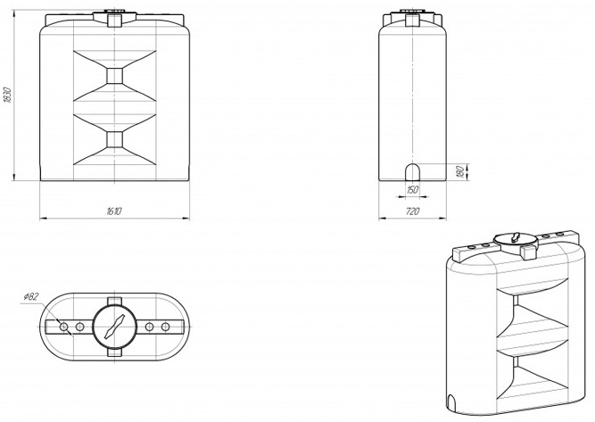 Ёмкость для воды Экопром S 1500л  
