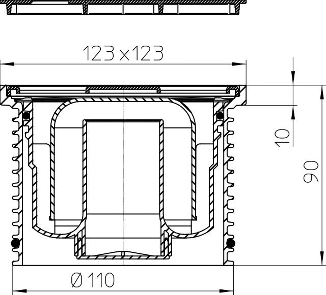 HL 37N Надставной элемент с нерж. решеткой 123*123мм  