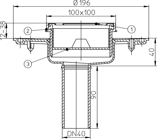 HL 92 Трап с верт. выпуском DN40  