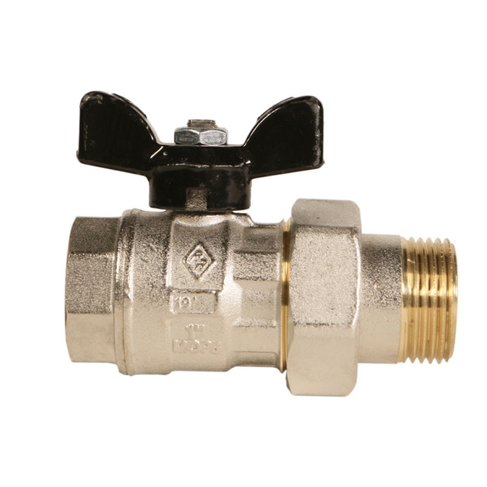 Rubinetterie Bresciane Полнопроходной латунный шаровый кран американка ВН/НАР 1, бабочка  