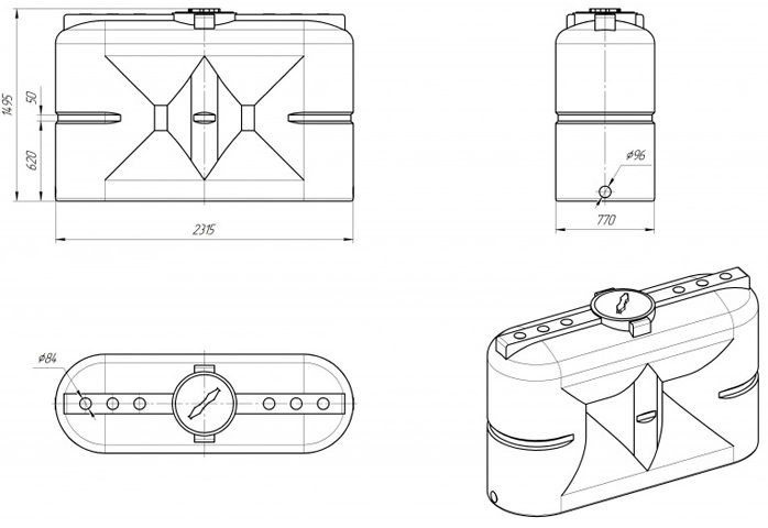 Ёмкость для воды Экопром S 2000л  