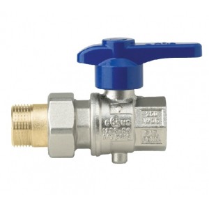 Дисковый затвор Rubinetterie Bresciane Латунный дисковый затвор EUROFLY с фитингом с накидной гайкой 3/4 с синей ручкой