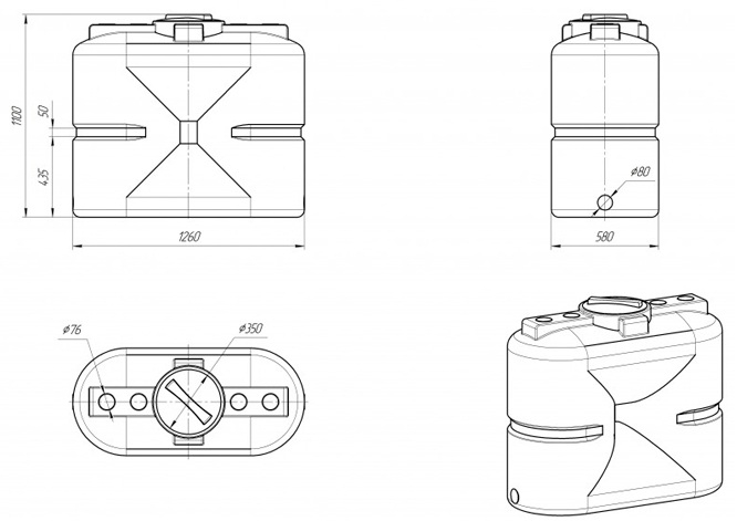 Ёмкость для воды Экопром S 500л  