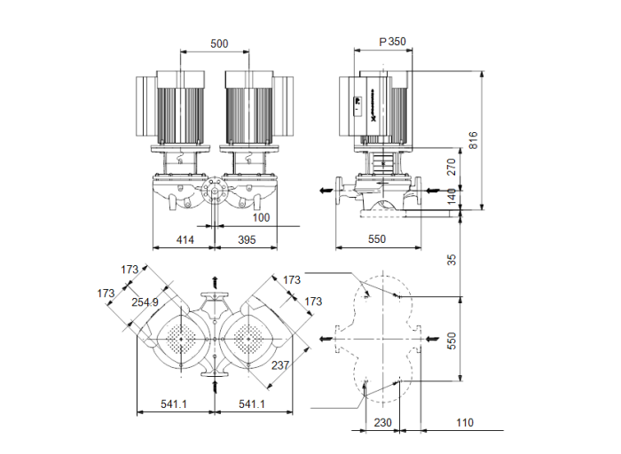   Насос для повышения давления Grundfos TPED 100-250/2 A-F-A-BQQE  