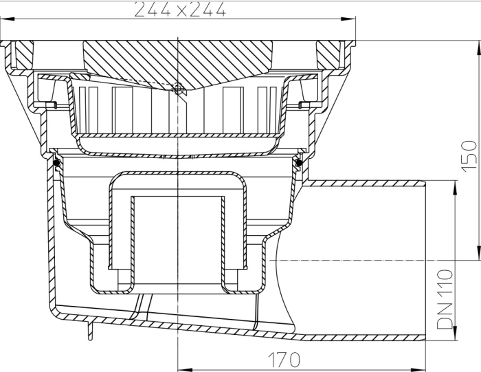 HL 605W Дворовый трап с сифоном (гориз. выпуск) макс.нагрузка 5-7 тонн