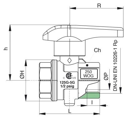 Rubinetterie Bresciane Латунный дисковый затвор 1/2 PN16 вн/нар резьба(с возможностью фиксации положений)