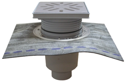 HL 616HS/1 Дворовый трап (верт.выпуск), с полиметбитумным полотном, с решеткой из нерж.стали (до 1,5 т), DN110