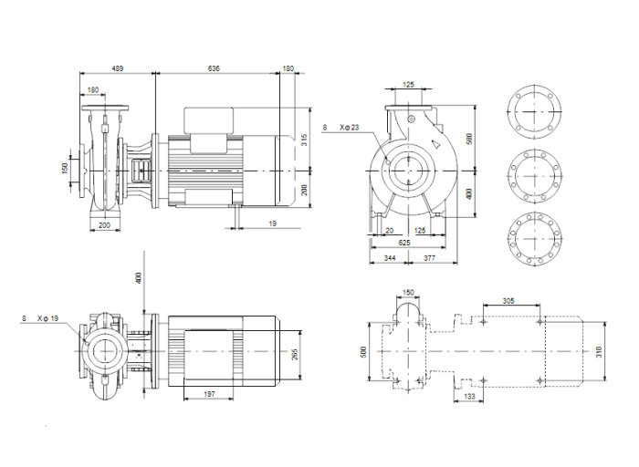Поверхностный насос Grundfos NB 125-500/445 A-F2-A-BAQE  