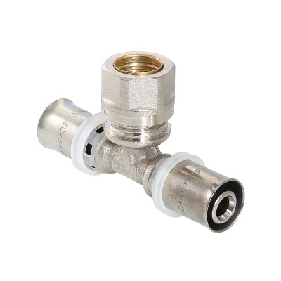 Valtec Тройник пресс 16мм с переходом на обжим 15мм