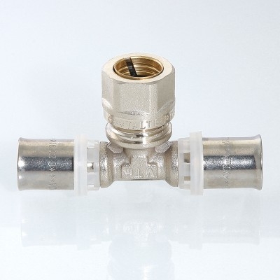 Valtec Тройник пресс 16мм с переходом на обжим 15мм  