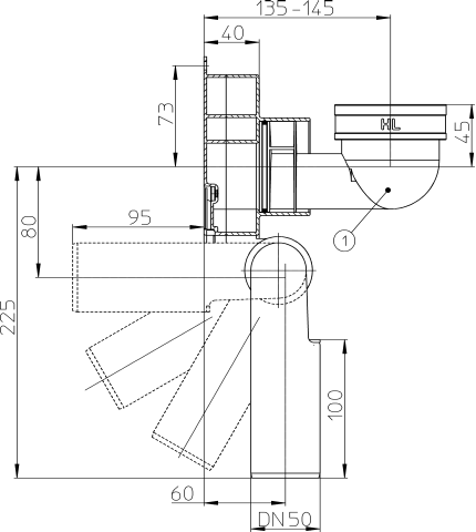 HL 431/50 Сифон для писсуара DN50  
