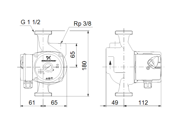   Циркуляционный насос Grundfos UPS 25-30 A 180  