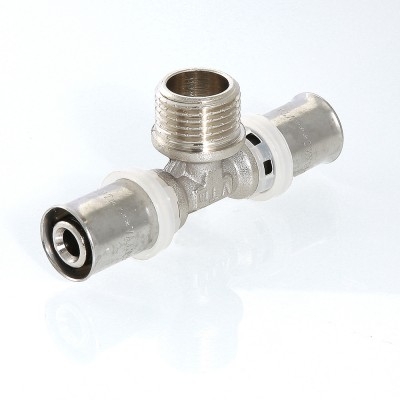 Valtec Тройник пресс с переходом на нар. р. 20х1/2х20  