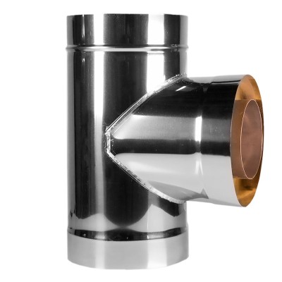 Сэндвич дымоход Дымофф Тройник сэндвич 135 580*500 AISI430 0.5мм/AISI304 1мм