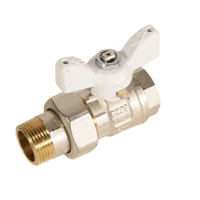 Rubinetterie Bresciane Полнопроходной латунный шаровый кран американка вн/нар резьба 3/4, белая