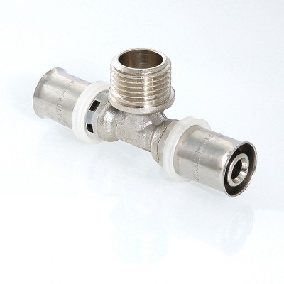 Valtec Тройник пресс с переходом на нар. р. 20х3/4х20  