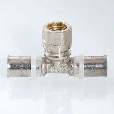 Valtec Тройник пресс 20мм с переходом на обжим 15мм  