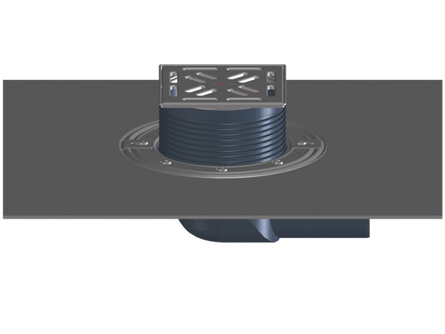 HL 5100TH Трап для балконов и террас с полимербитумным полотном, с горизонтальным выпуском DN75  