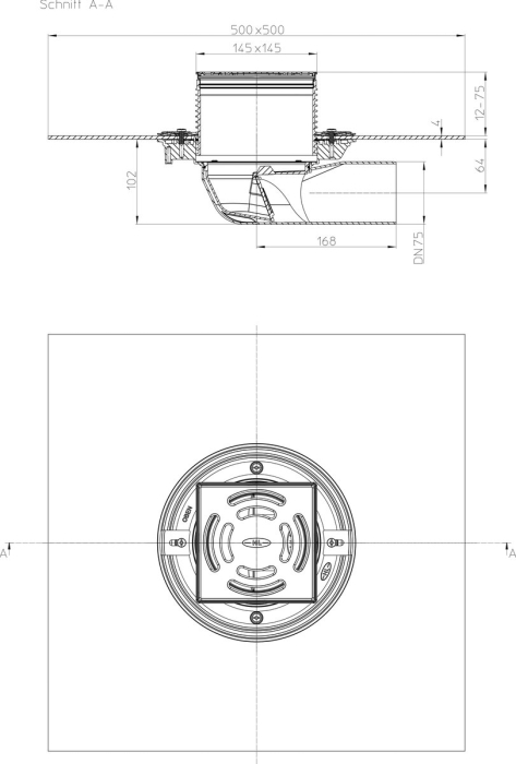 HL 5100TH Трап для балконов и террас с полимербитумным полотном, с горизонтальным выпуском DN75  
