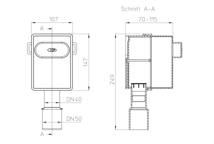 HL 4000.0 Корпус без сифонного блока для скрытой установки, для стиральной, посудомоечной машины или умывальника  