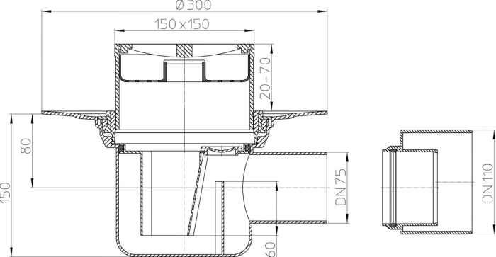 HL 72 Трап (горизонтальный выпуск) DN110