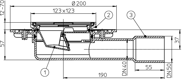 HL 90.2 Трап для балконов HL 90, с механическим запахозапирающим устройством  