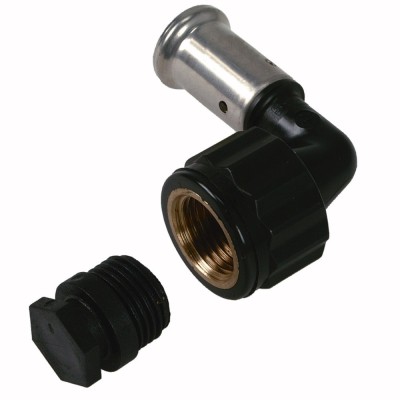 Henco Угольник 90° ВР c черной заглушкой BP04 1/2, ПВДФ пресс, 14x1/2