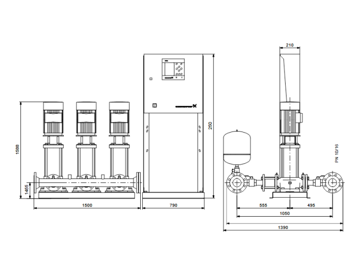 Насос для повышения давления Grundfos HYDRO MPC-S 3 CR 45-5  