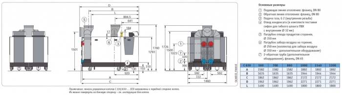 Конденсационный котёл De Dietrich C 630-1000 Eco автоматика 2DIEMATIC iSystem, установка из двух котлов 922 кВт  