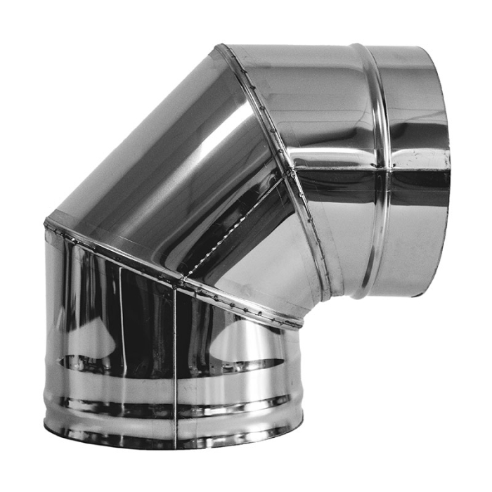 Сэндвич дымоход Дымофф Колено сэндвич 90 530*450 AISI430 0.5мм/AISI321 1мм  