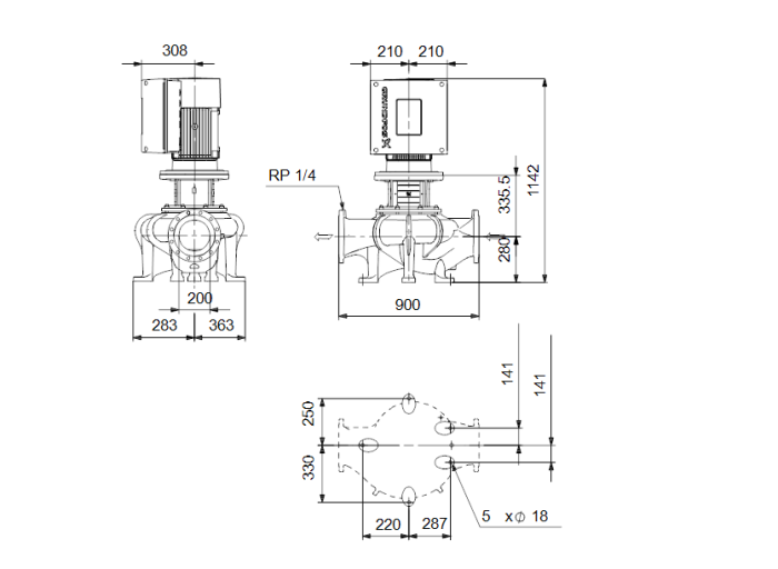 Насос для повышения давления Grundfos TPE 200-150/4-A-F-A-BAQE  