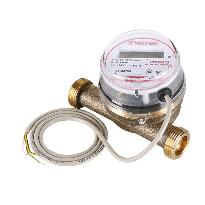 Valtec Водосчетчик унив., квартирный, БЕЗ СГОНОВ до +90^С, 1,5м3, 1/2", 110 мм (NEW)  