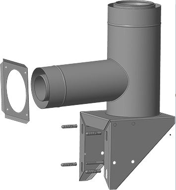 Wolf Дымоход Наружный коаксиальный угол с опорным крепежом,  подключение со стороны котла DN80 / 125