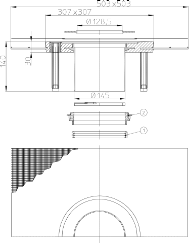 HL 360 Надставной элемент для второго уровня гидроизоляции с консолью из полимербетона  