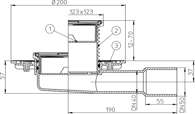 HL 90 Трап с горизонт. выпуском DN40/50  