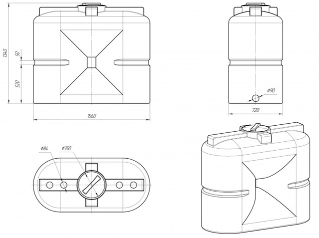 Ёмкость для топлива Экопром S 1000л oil  