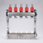 Коллектор Valtec Блок коллекторный из нержавеющей стали с регулирующими клапанами и расходомерами 1, 10 x 3/4, евр  