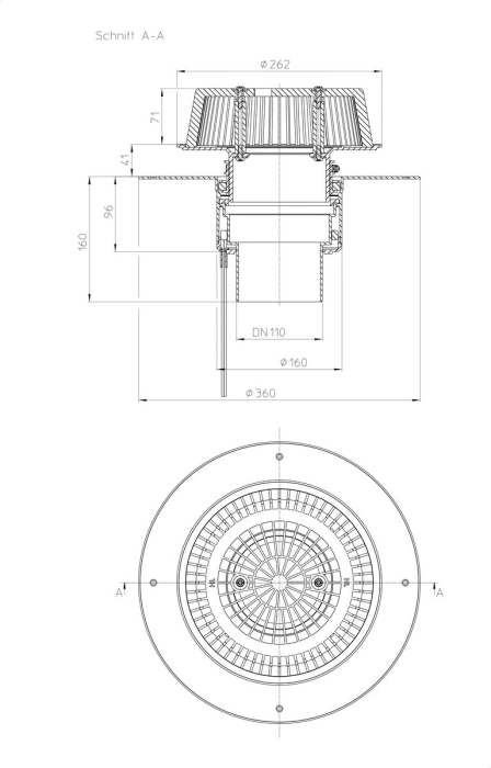 HL 62.1FSafe/1 Кровельная воронка для аварийного водостока, для FPO мембран, с электрообогревом U=230B, мощность 10-30Вт, DN110  